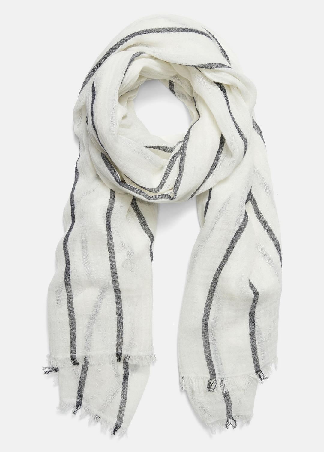 VINCE | Cotton Gauze Awning Stripe Scarf in Scarves & Hats - PAPYRUS/COASTAL BLUE