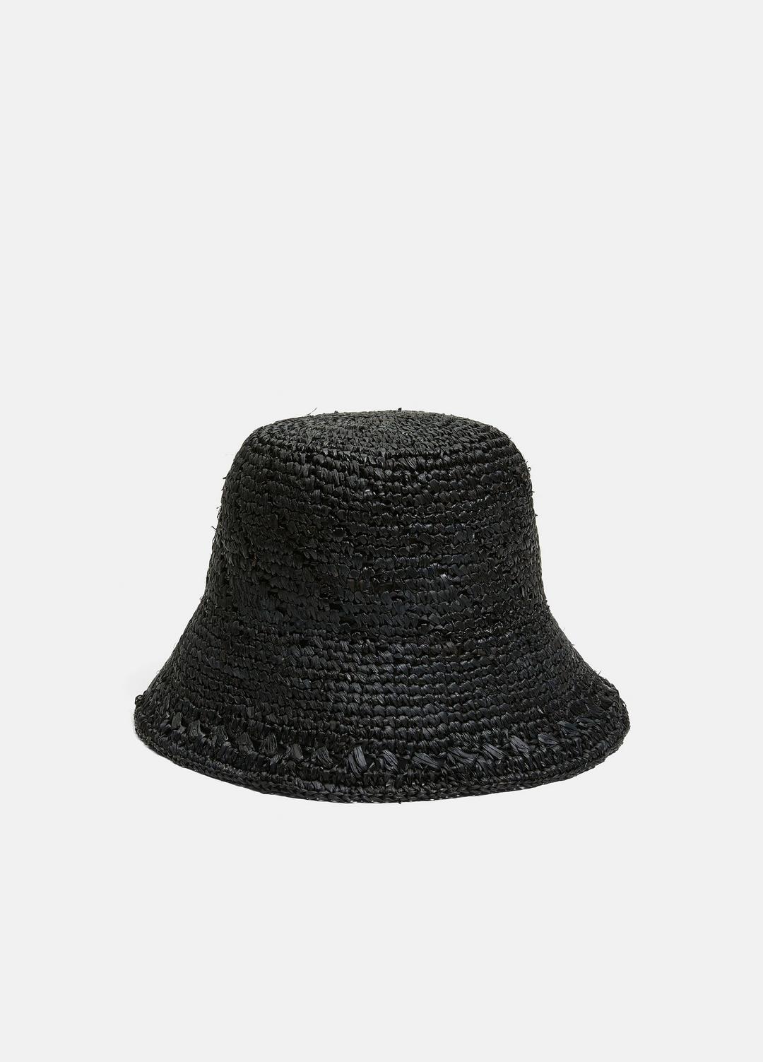VINCE | Straw Bucket Hat in Scarves & Hats - BLACK