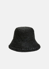 VINCE | Straw Bucket Hat in Scarves & Hats - BLACK