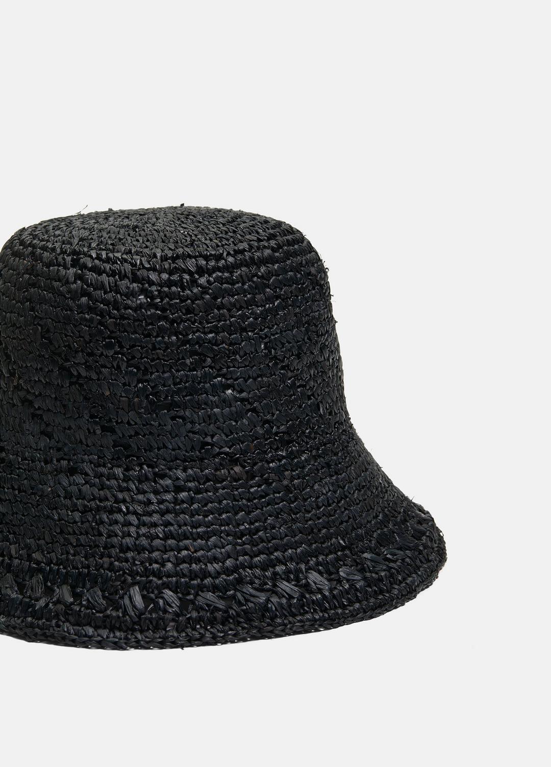 VINCE | Straw Bucket Hat in Scarves & Hats - BLACK