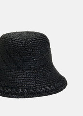 VINCE | Straw Bucket Hat in Scarves & Hats - BLACK
