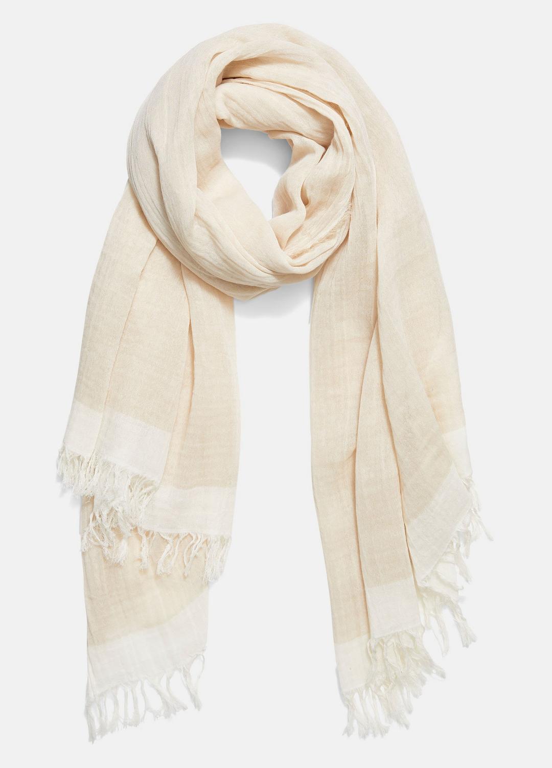 VINCE | Border-Stripe Cotton Scarf in Scarves & Hats - OPTIC WHITE/WHITE OAK