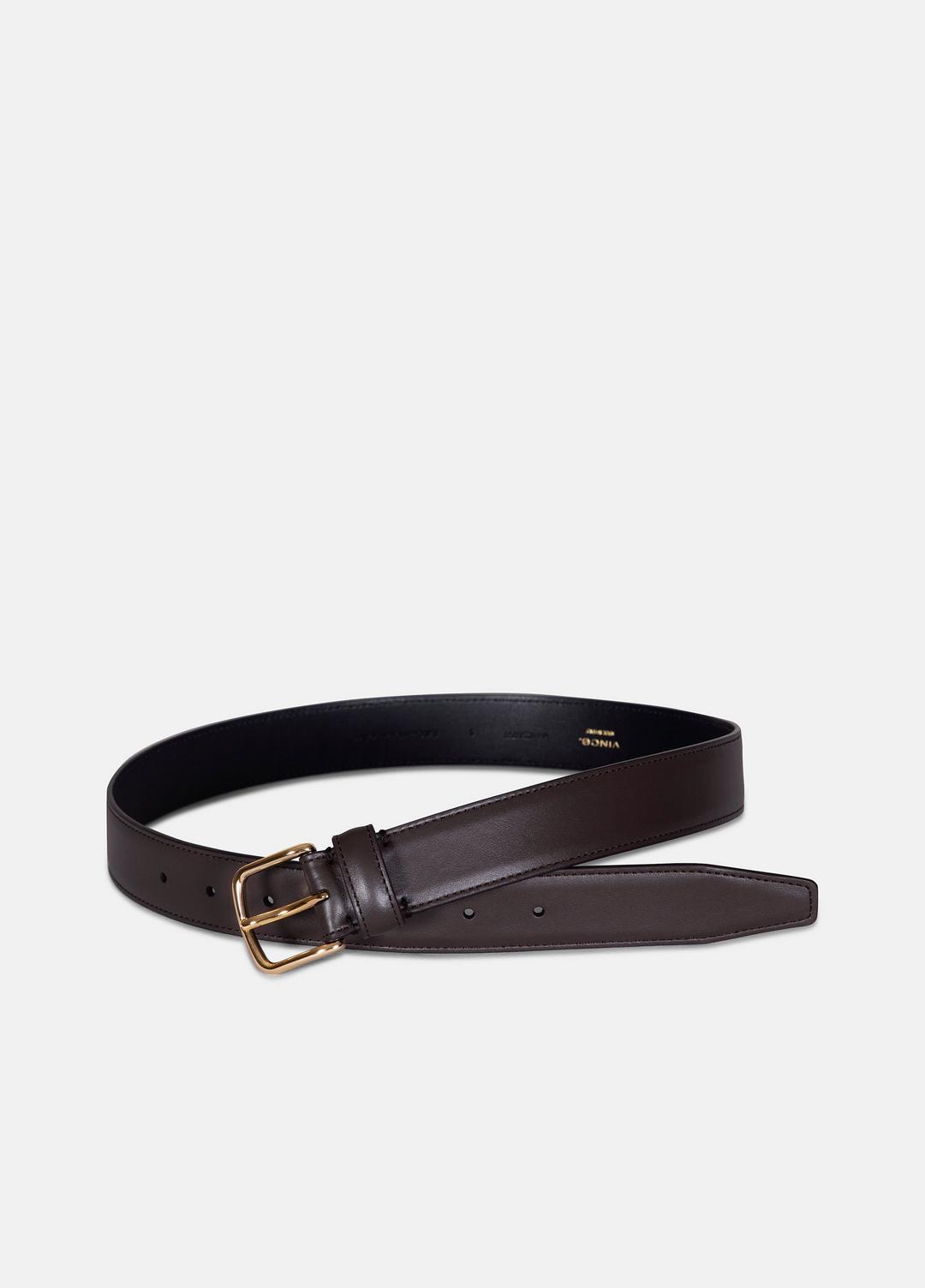 VINCE | Women’s 32mm Stitched Leather Belt in Belts - CACAO BROWN