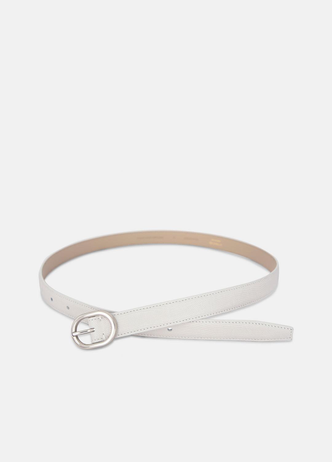 VINCE | Women’s 20mm Stitched Lizard-Embossed Leather Belt in Belts - HORCHATA