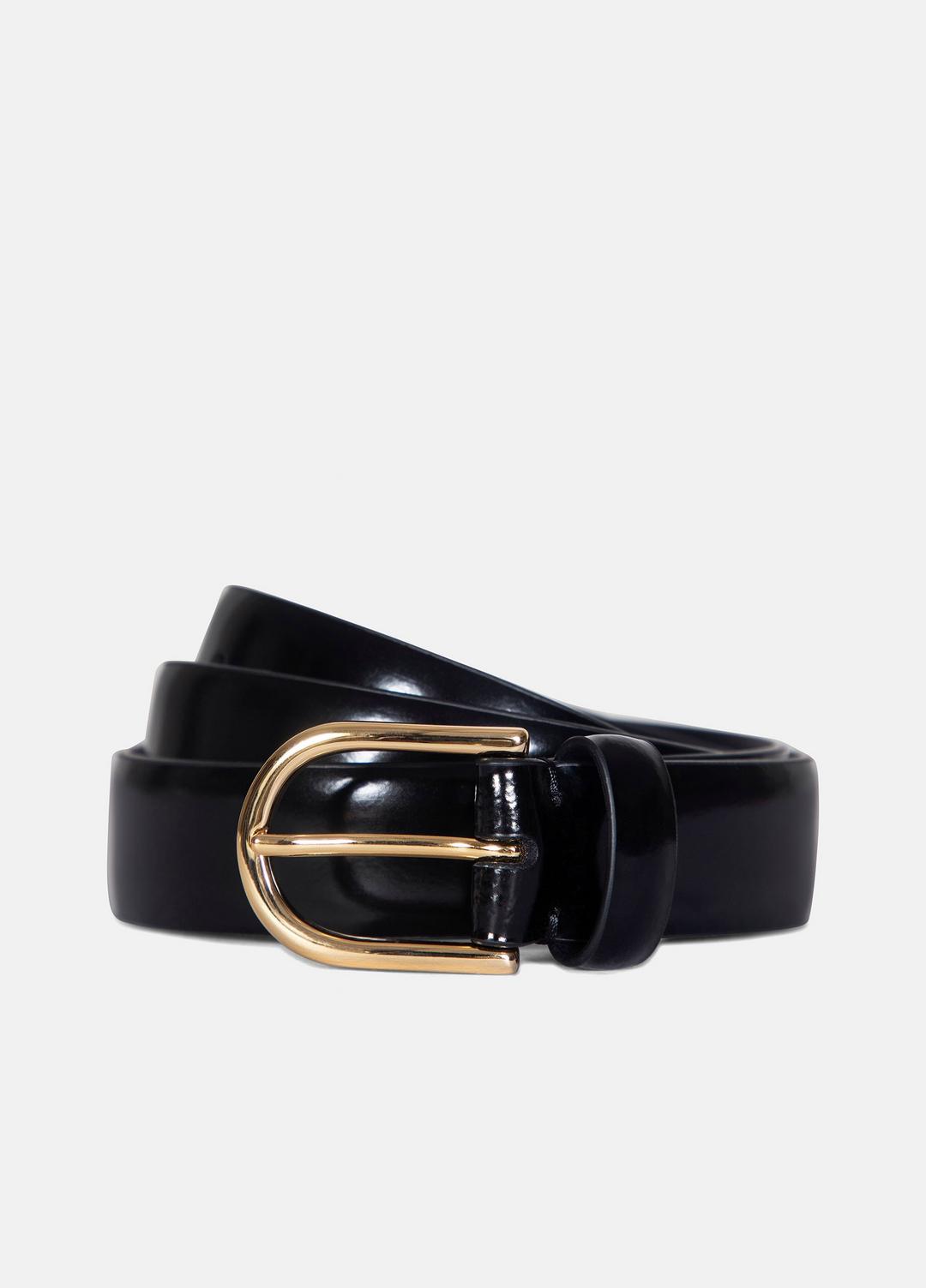 VINCE | Women’s 25mm Spazzolato Leather Belt in Belts - BLACK/GOLD