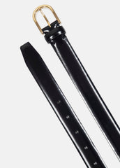 VINCE | Women’s 25mm Spazzolato Leather Belt in Belts - BLACK/GOLD