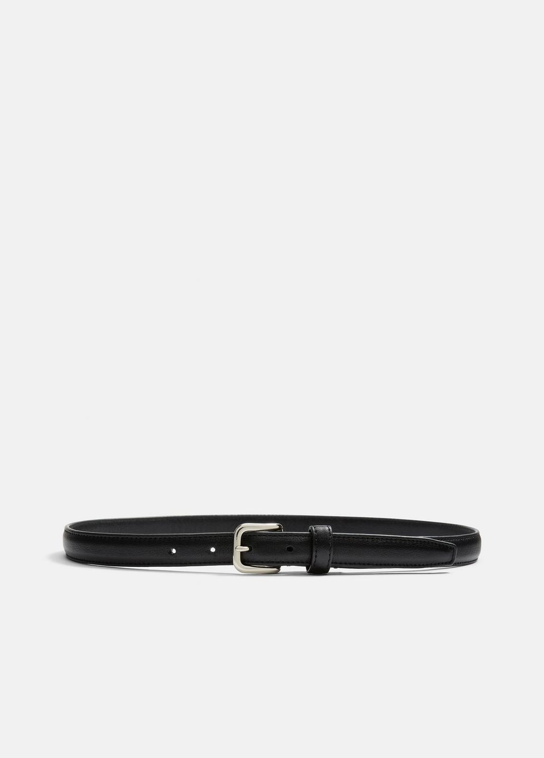 VINCE | Women's Skinny Leather Belt in Accessories - BLACK