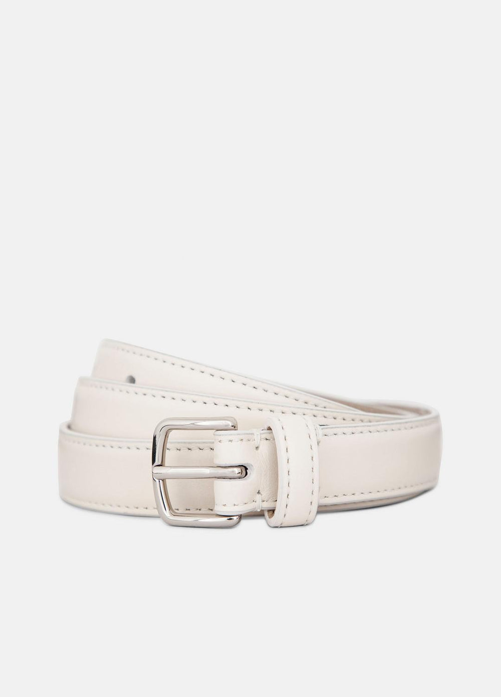 VINCE | Women’s 20mm Stitched Leather Belt in Belts - MILK