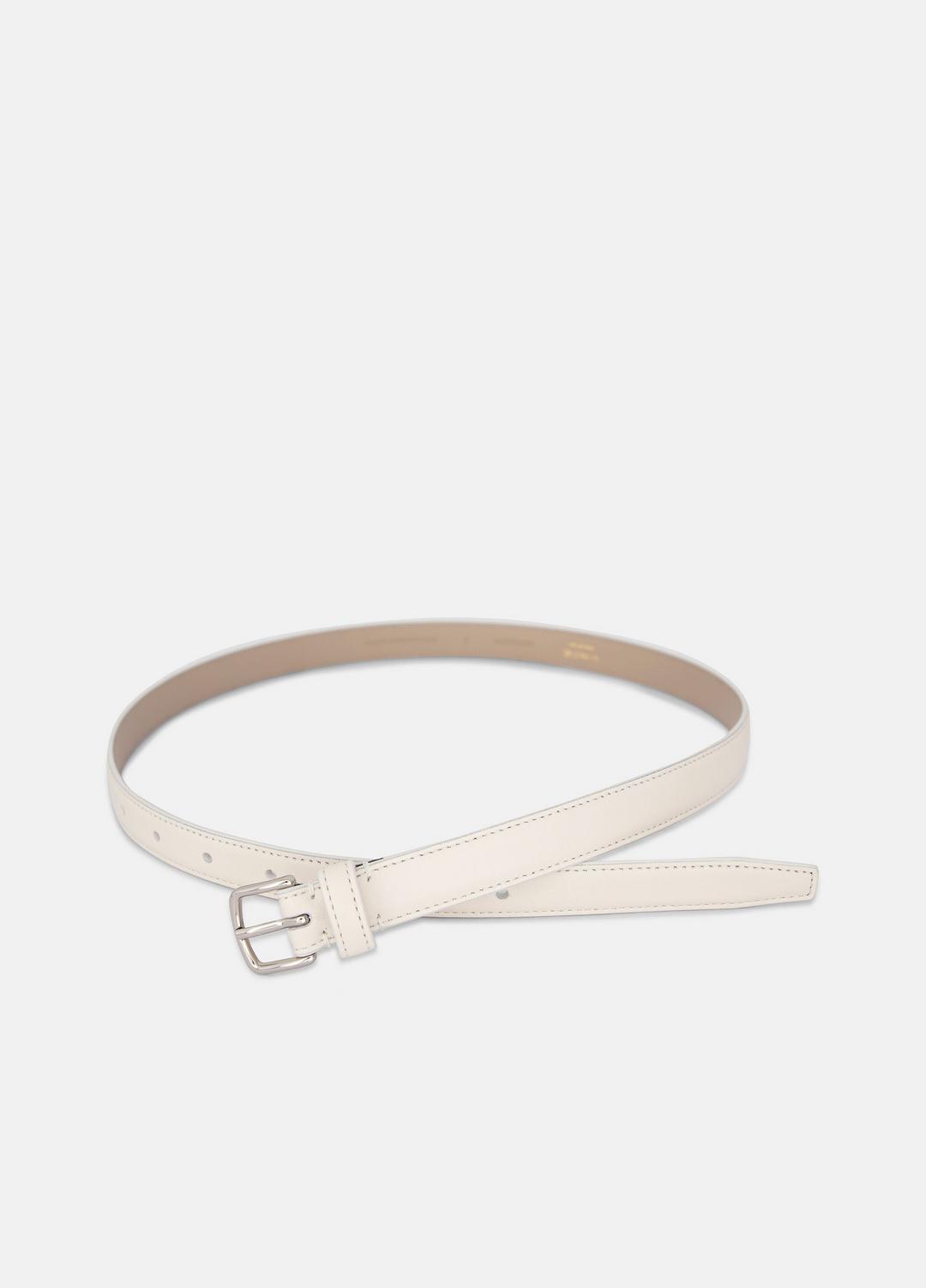 VINCE | Women’s 20mm Stitched Leather Belt in Belts - MILK