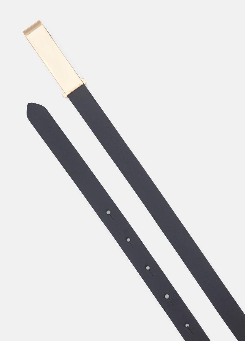 VINCE | Women's 15mm Elongated Plaque Leather Belt in Belts - BLACK/POLISHED GOLD