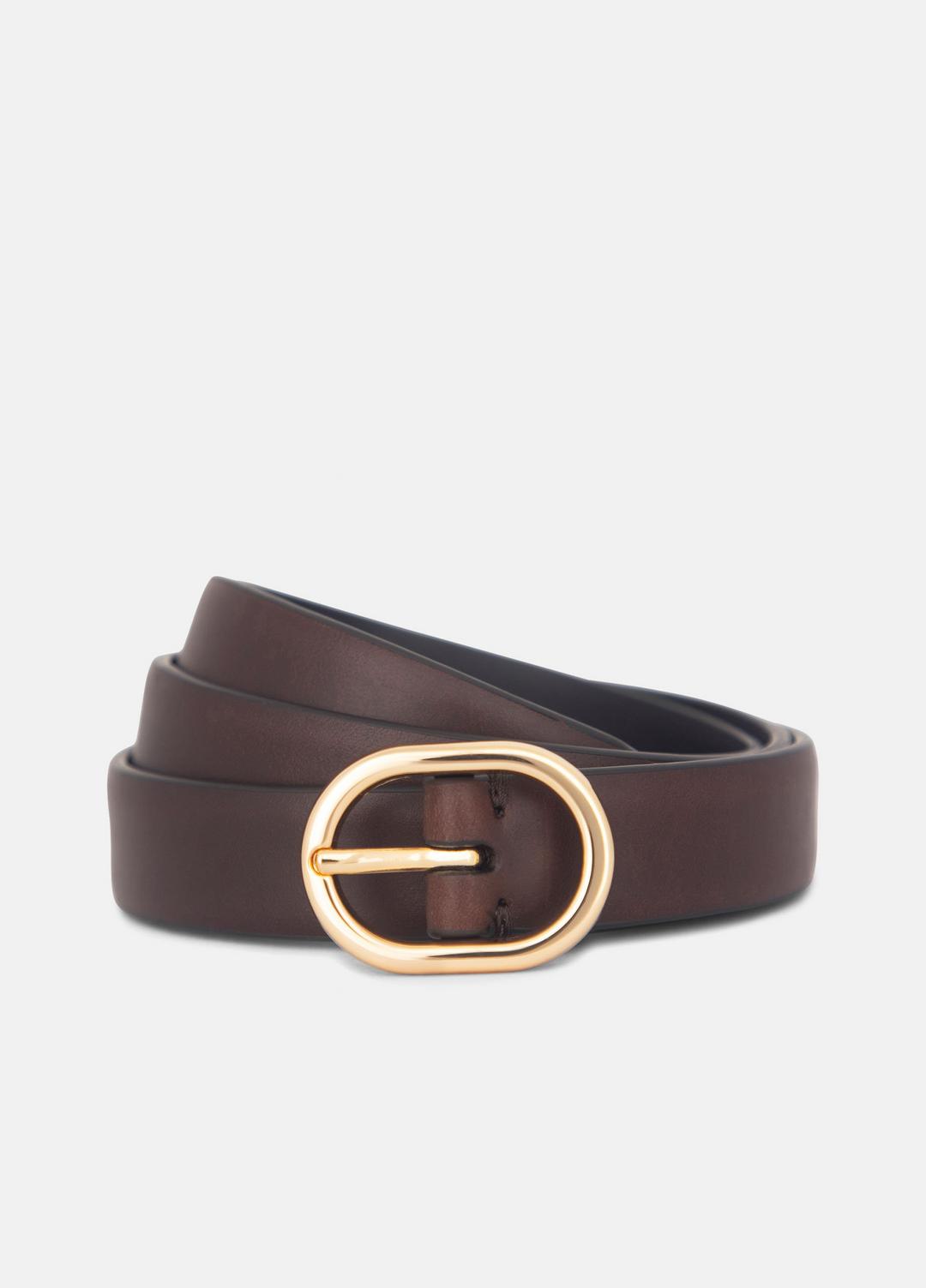 VINCE | Women's 20mm Spazzolato Leather Belt in Belts - BORDEAUX