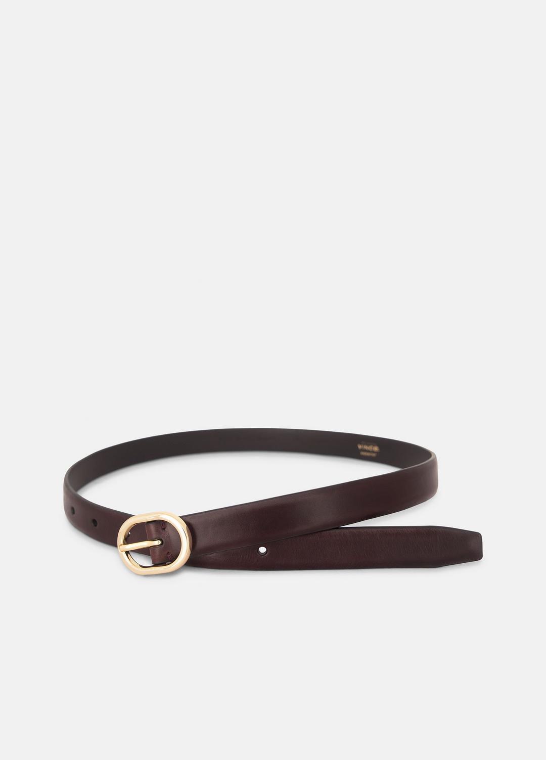 VINCE | Women's 20mm Spazzolato Leather Belt in Belts - BORDEAUX