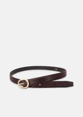 VINCE | Women's 20mm Spazzolato Leather Belt in Belts - BORDEAUX
