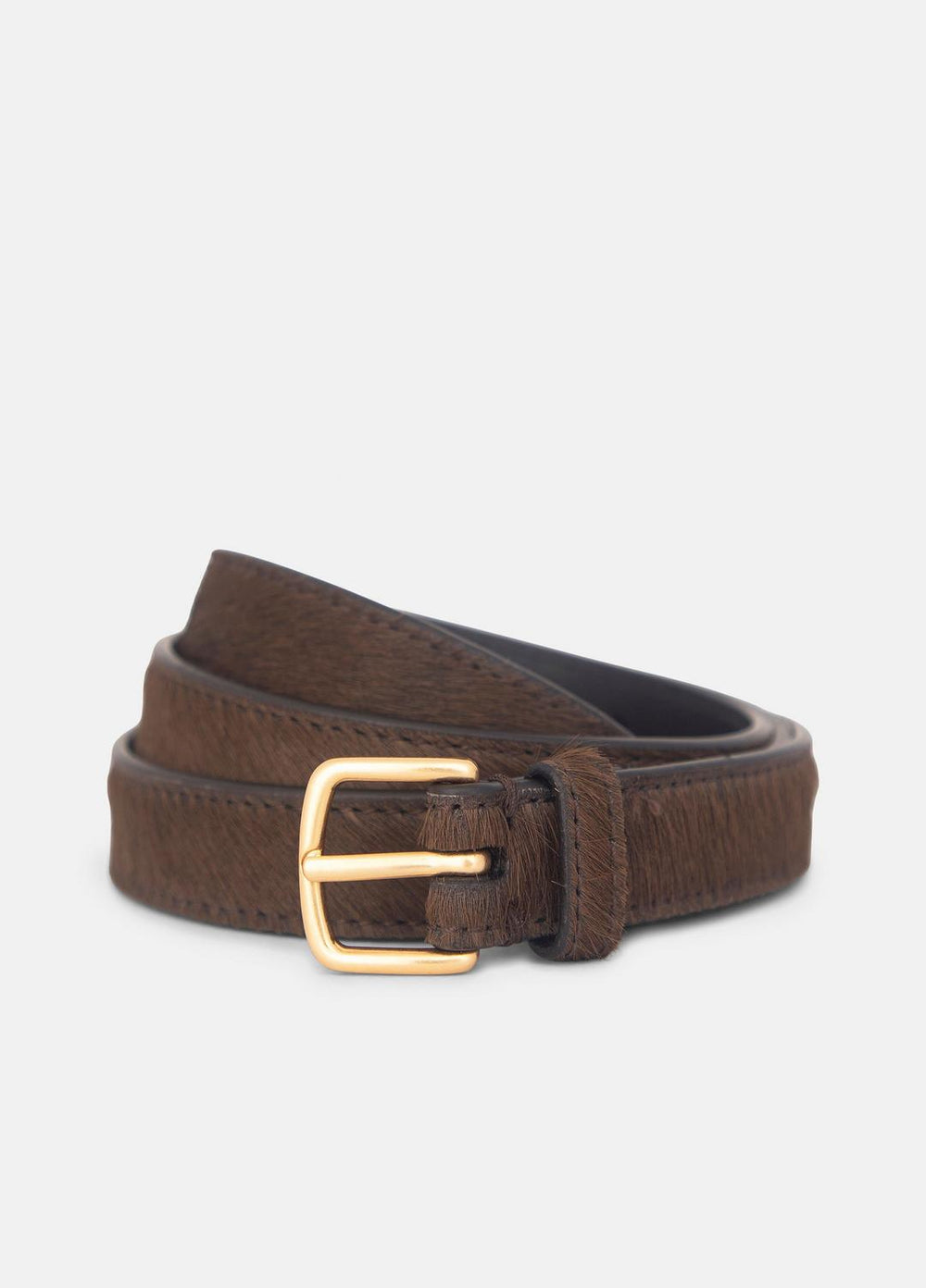 VINCE | Women's 20mm Calf Hair Belt in Belts - CACAO BROWN