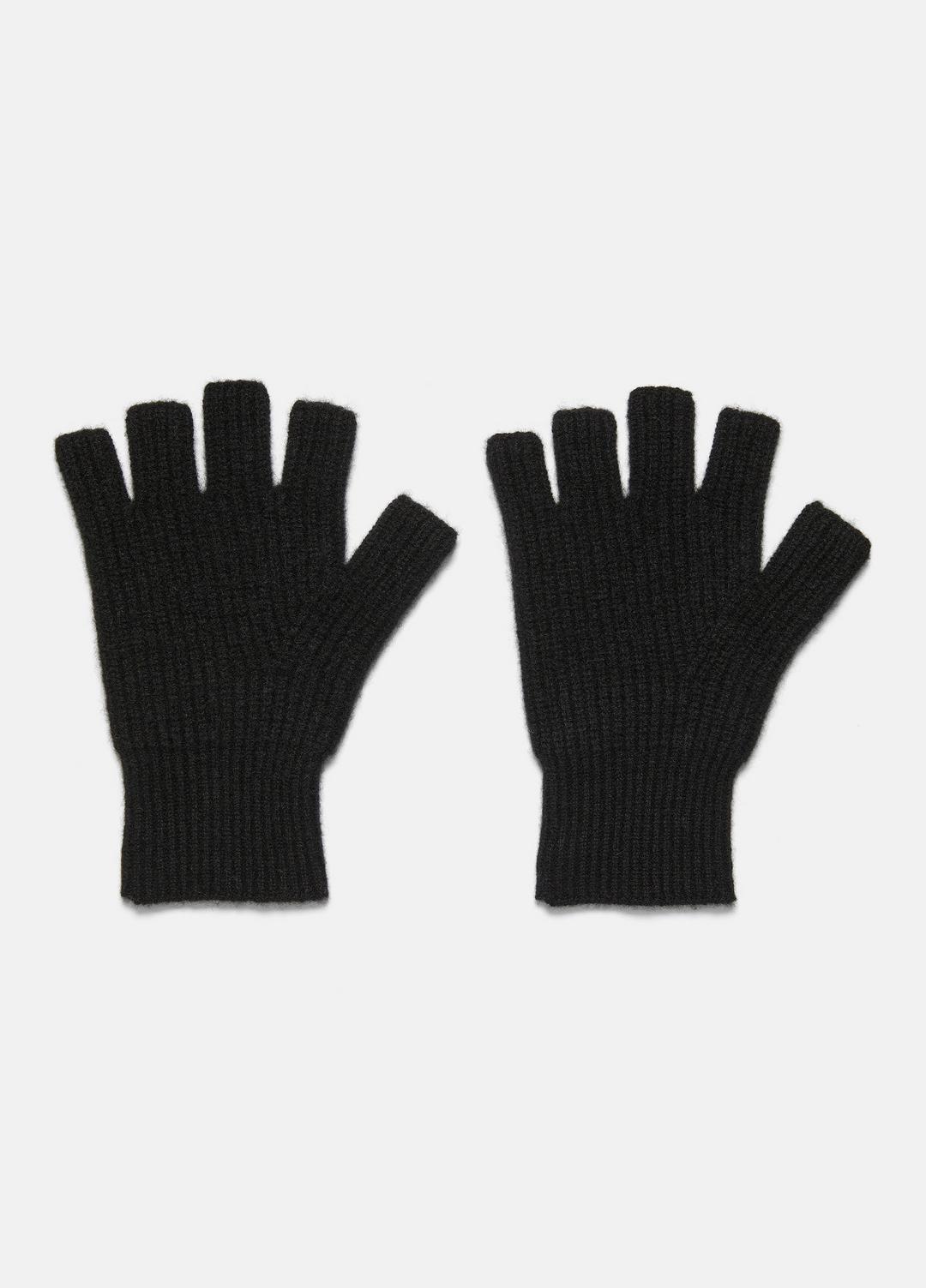 VINCE | Plush Cashmere Rib-Knit Fingerless Glove in Gloves - BLACK