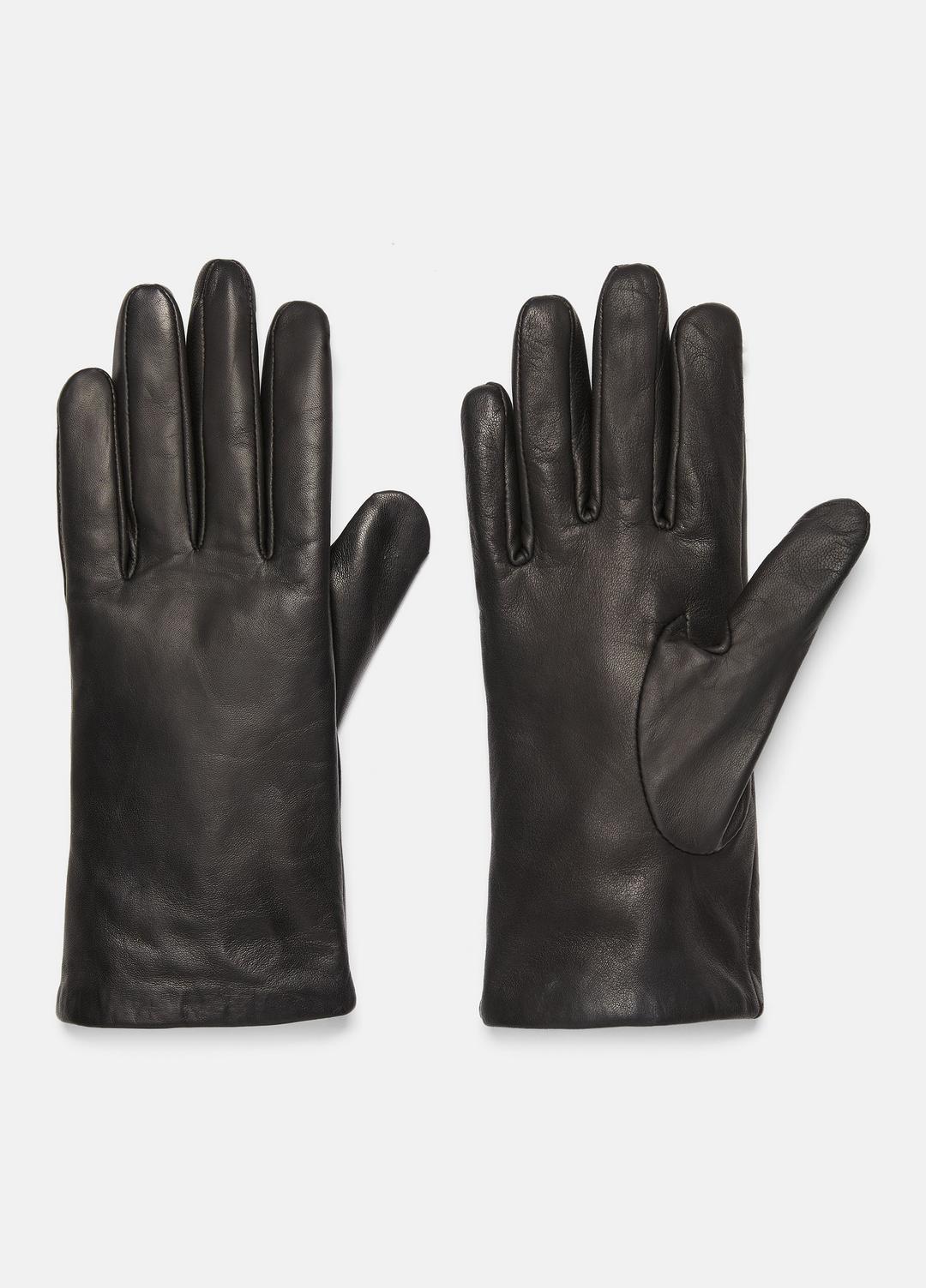 VINCE | Cashmere-Lined Short Leather Glove in Gloves - BLACK