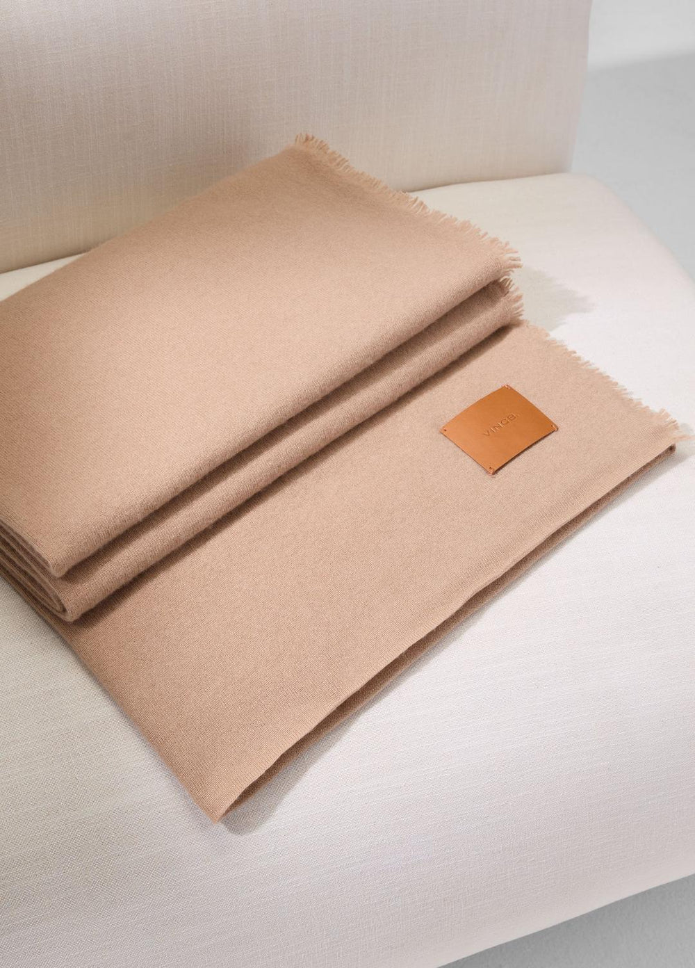 VINCE | Cashmere Reverse Jersey Throw in Pillows & Blankets - CAMEL