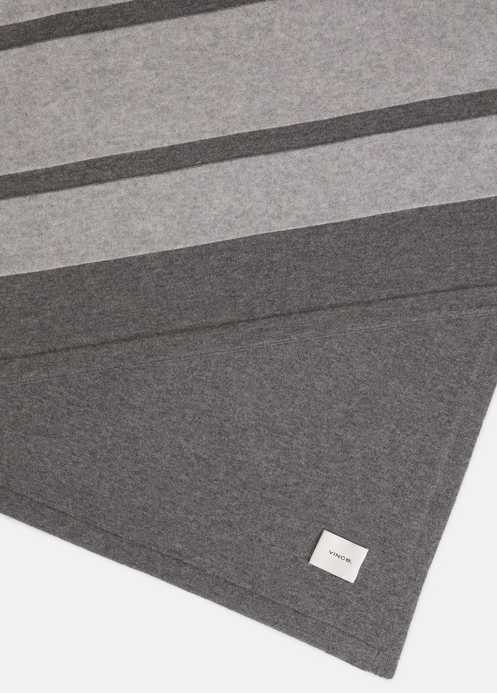 VINCE | Cashmere Jersey Stripe Throw in Pillows & Blankets - MEDIUM HEATHER GREY