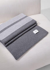 VINCE | Cashmere Jersey Stripe Throw in Pillows & Blankets - MEDIUM HEATHER GREY
