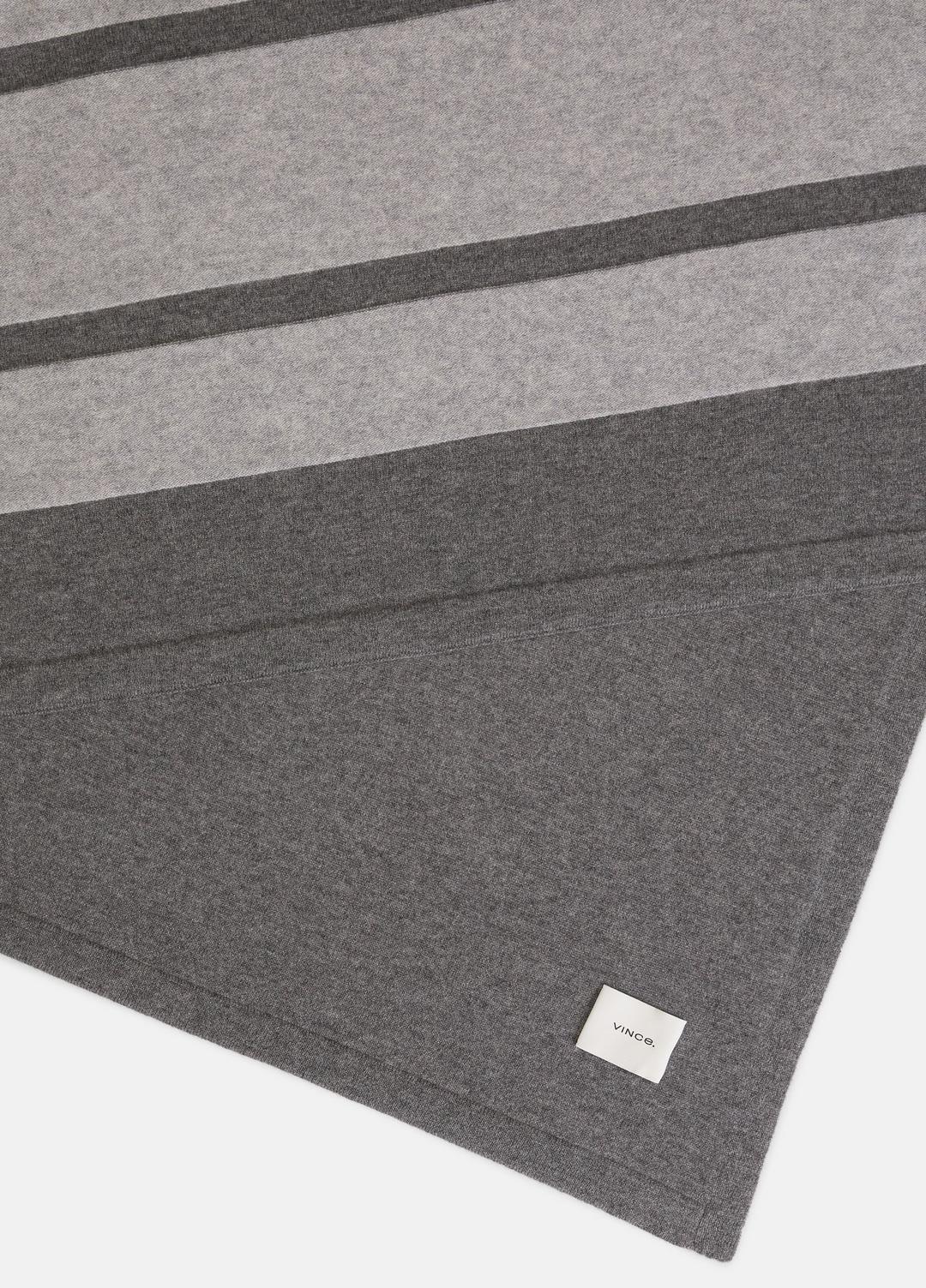 VINCE | Cashmere Jersey Stripe Throw in Pillows & Blankets - MEDIUM HEATHER GREY