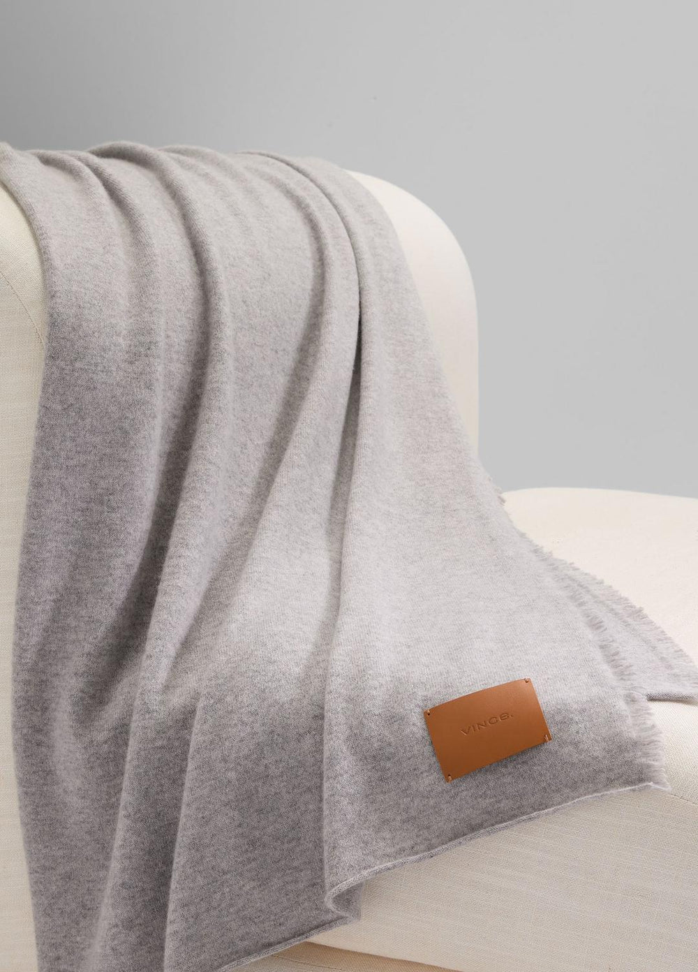 VINCE | Cashmere Reverse Jersey Throw in Pillows & Blankets - HEATHER GREY