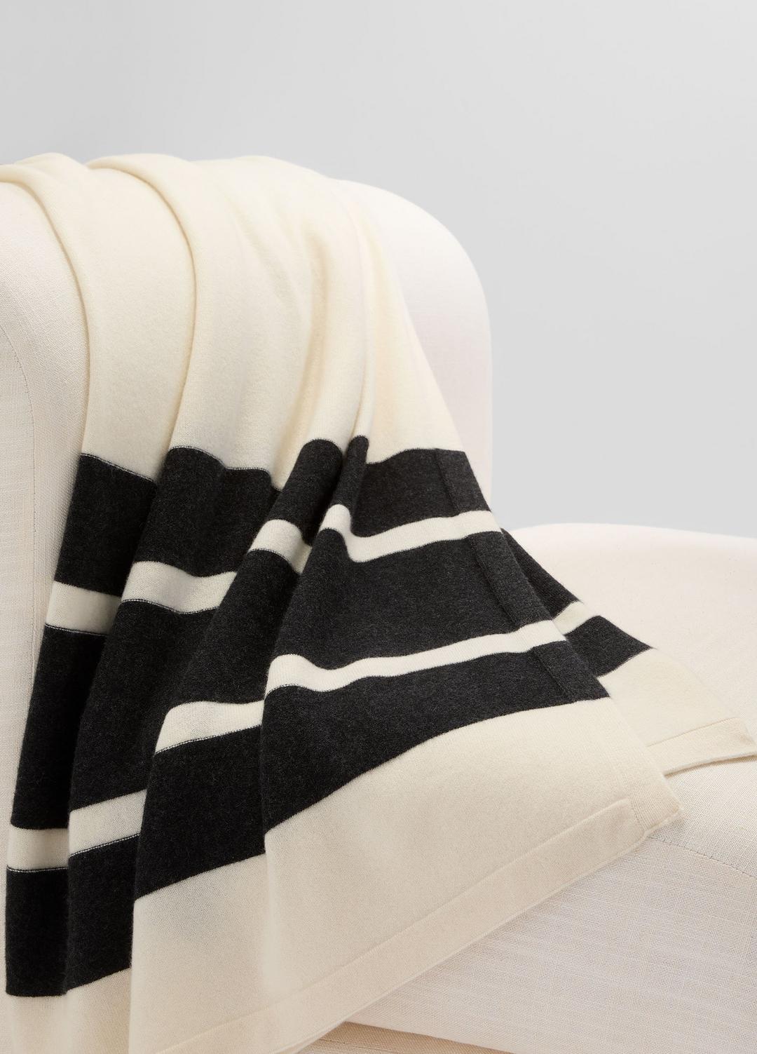 VINCE | Cashmere Jersey Stripe Throw in Pillows & Blankets - BLANC
