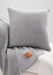 VINCE | Wool and Cashmere Cardigan-Stitch Pillow in Pillows & Blankets - HEATHER GREY
