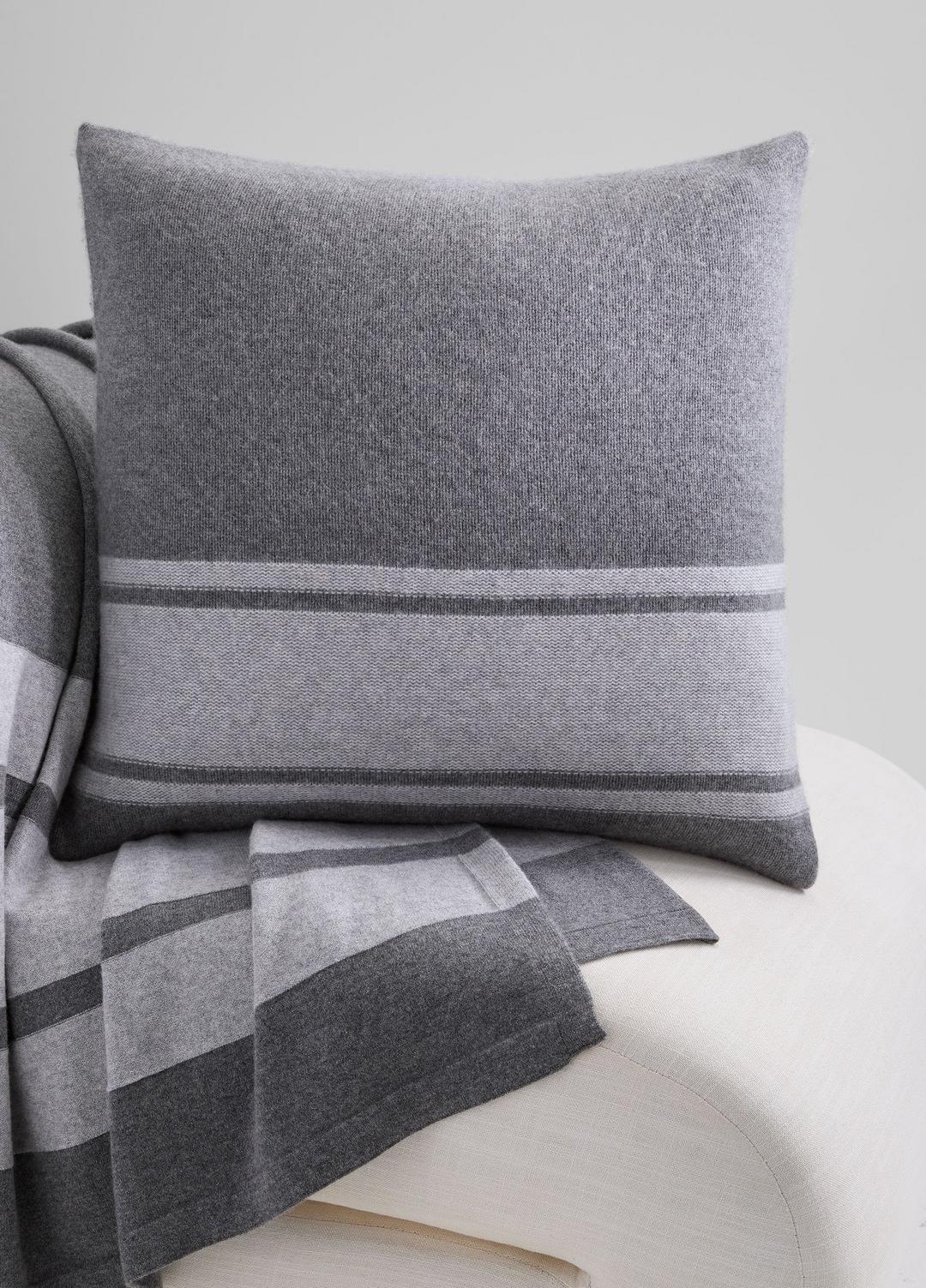 VINCE | Cashmere Jersey Stripe Pillow in Pillows & Blankets - MEDIUM HEATHER GREY