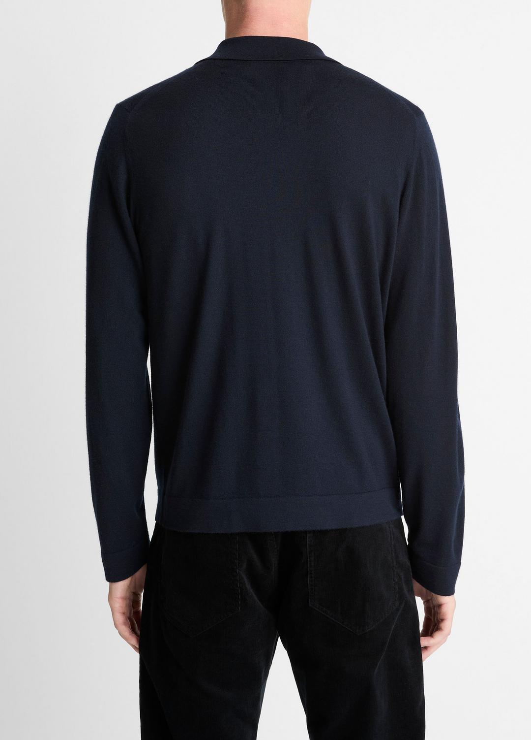 VINCE | Featherweight Merino Wool-Cashmere Sweater Shirt in Long Sleeve - COASTAL BLUE