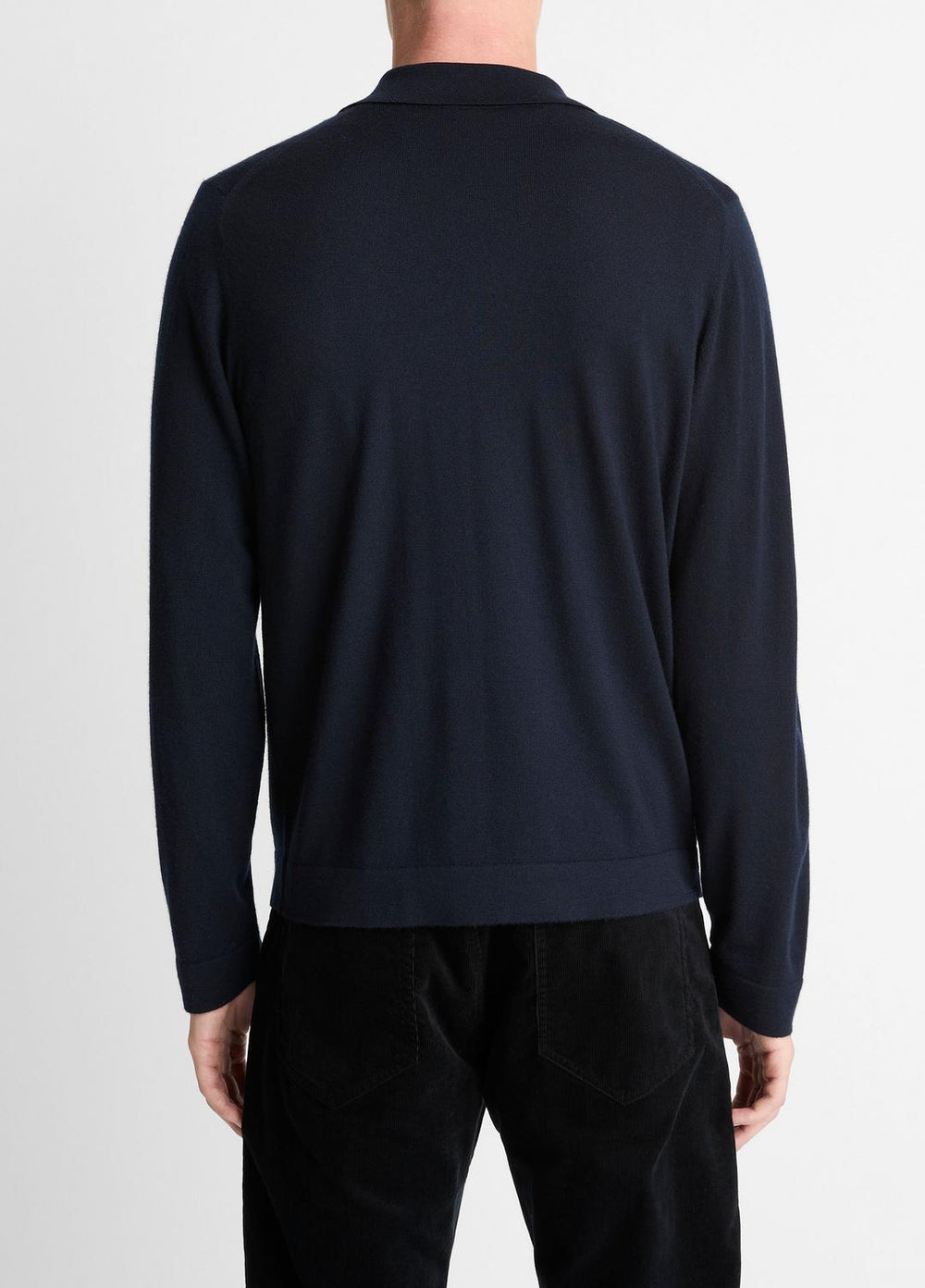 VINCE | Featherweight Merino Wool-Cashmere Sweater Shirt in Long Sleeve - COASTAL BLUE