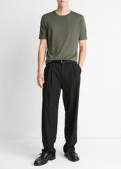 VINCE | Featherweight Merino Wool-Cashmere Short-Sleeve Sweater in Short Sleeve - SYCAMORE