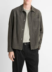 VINCE | Nubuck Leather Trucker Jacket in Leather Jackets - SYCAMORE