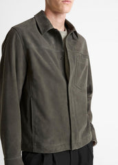 VINCE | Nubuck Leather Trucker Jacket in Leather Jackets - SYCAMORE