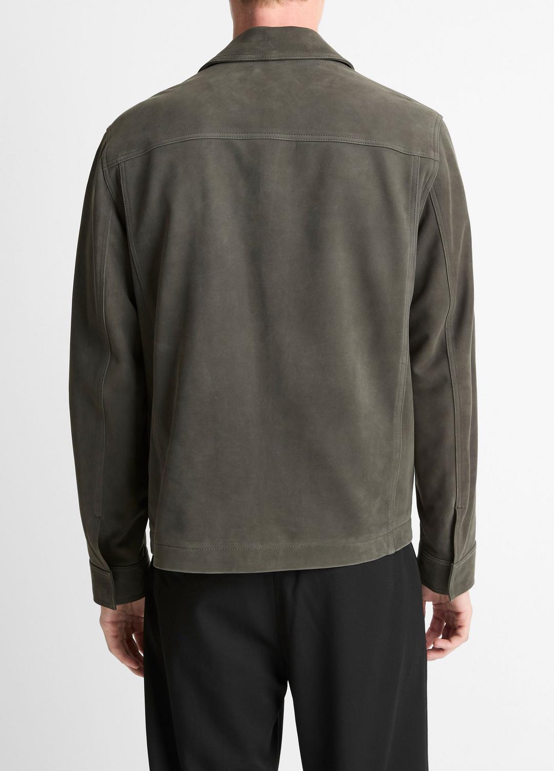 VINCE | Nubuck Leather Trucker Jacket in Leather Jackets - SYCAMORE