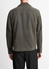 VINCE | Nubuck Leather Trucker Jacket in Leather Jackets - SYCAMORE