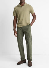 VINCE | Cotton Johnny-Collar Polo Shirt in Henleys & Polos - SAGE
