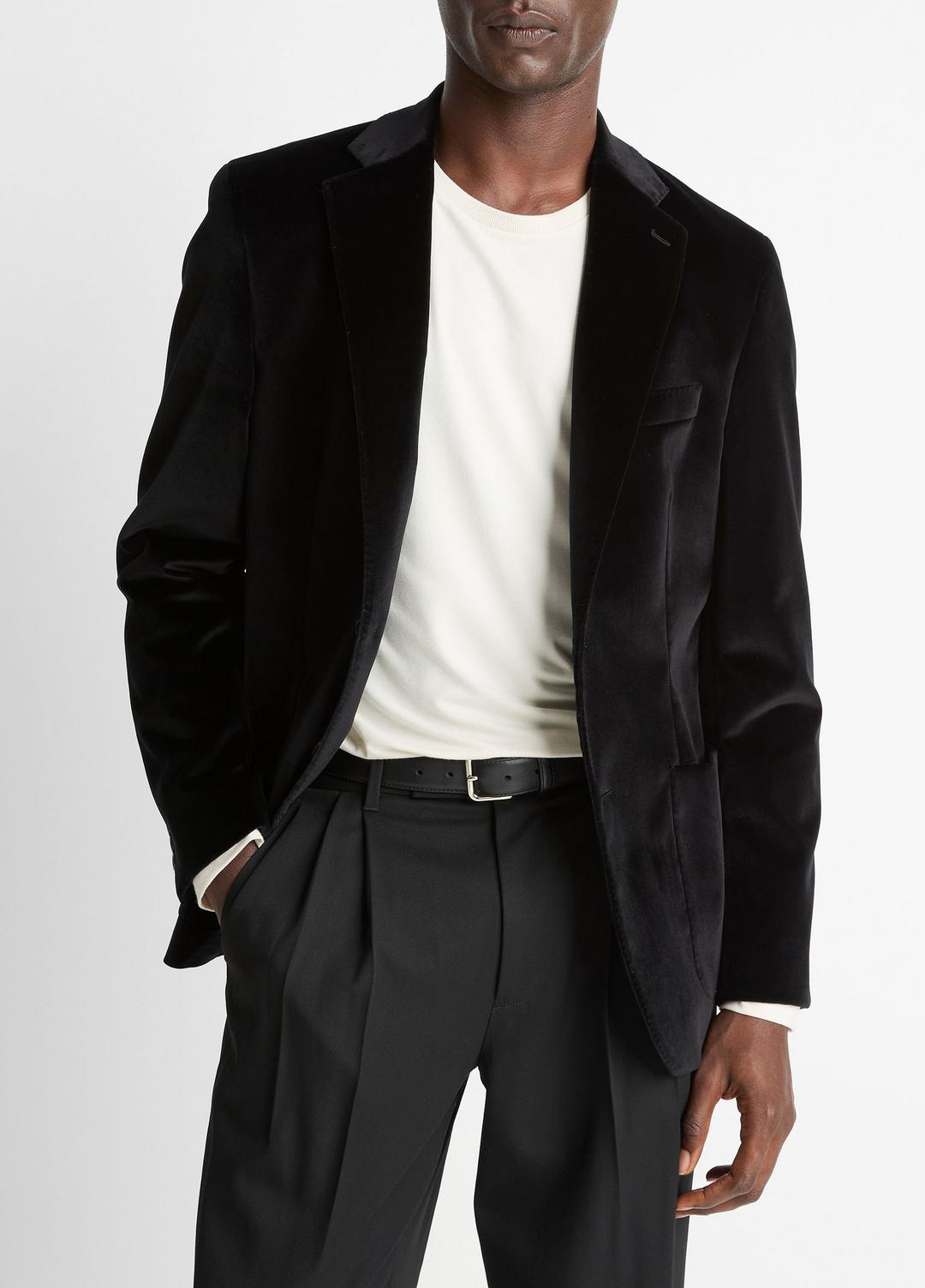 VINCE | Cotton Velvet Classic Sport Coat in Blazers - BLACK