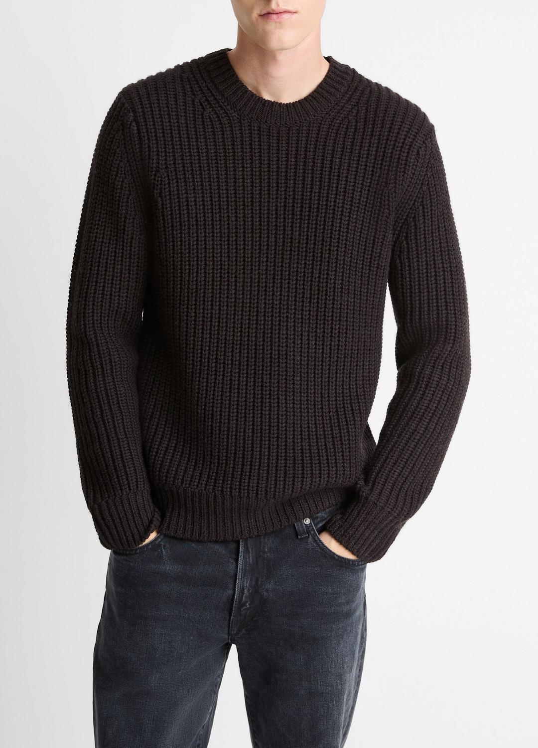 VINCE | Utility Shaker Merino Wool Sweater in Crew Neck - HEATHER MISSION