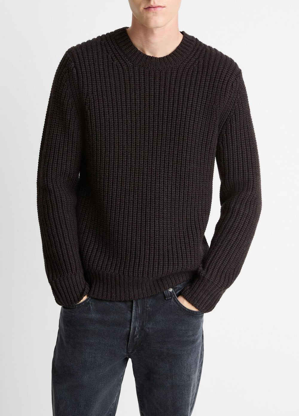 VINCE | Utility Shaker Merino Wool Sweater in Crew Neck - HEATHER MISSION