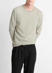 VINCE | Striped Double-Knit Pima Cotton Long-Sleeve T-Shirt in Long Sleeve - MEADOWLARK/SYCAMORE