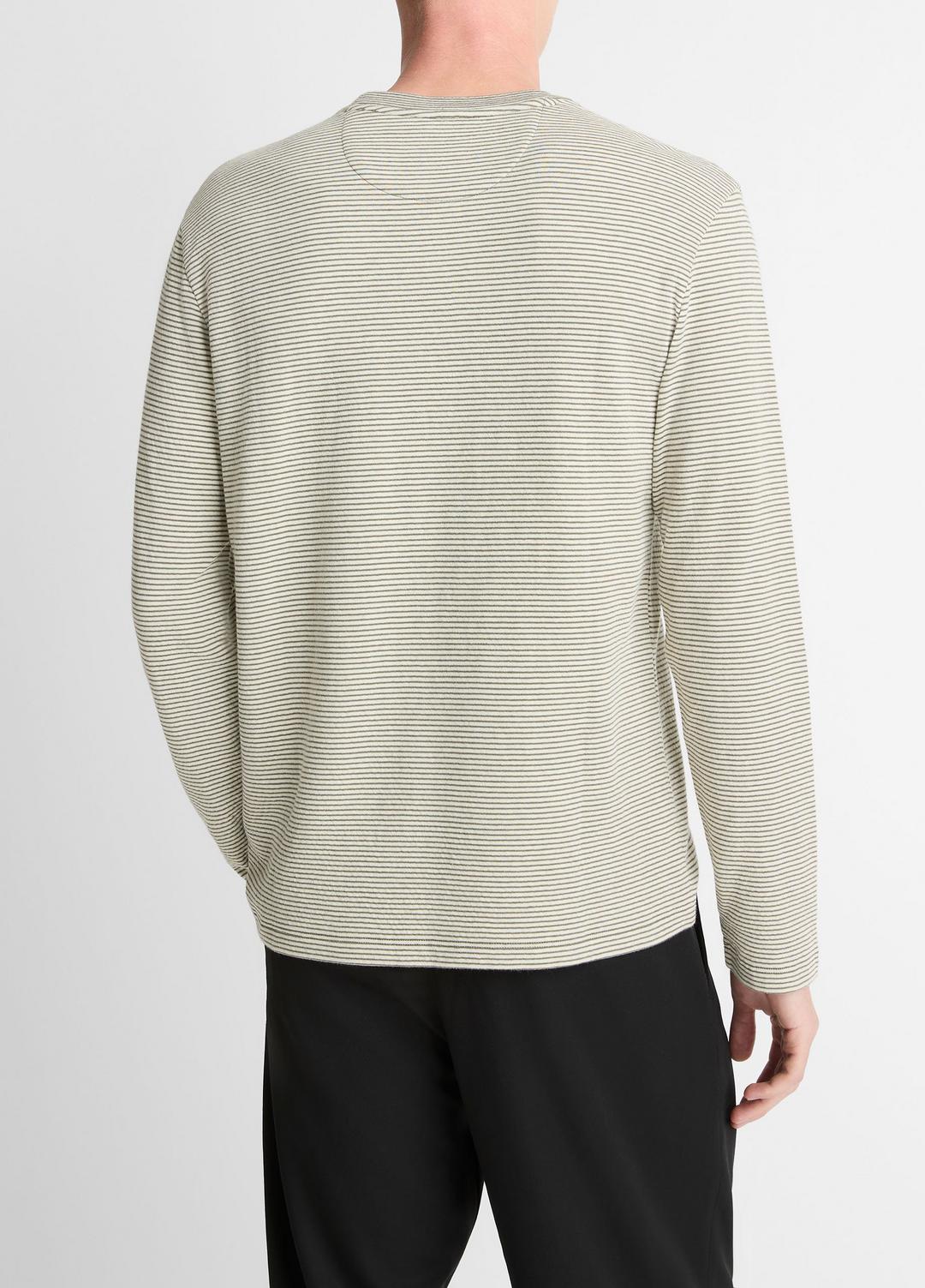 VINCE | Striped Double-Knit Pima Cotton Long-Sleeve T-Shirt in Long Sleeve - MEADOWLARK/SYCAMORE
