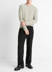 VINCE | Striped Double-Knit Pima Cotton Long-Sleeve T-Shirt in Long Sleeve - MEADOWLARK/SYCAMORE