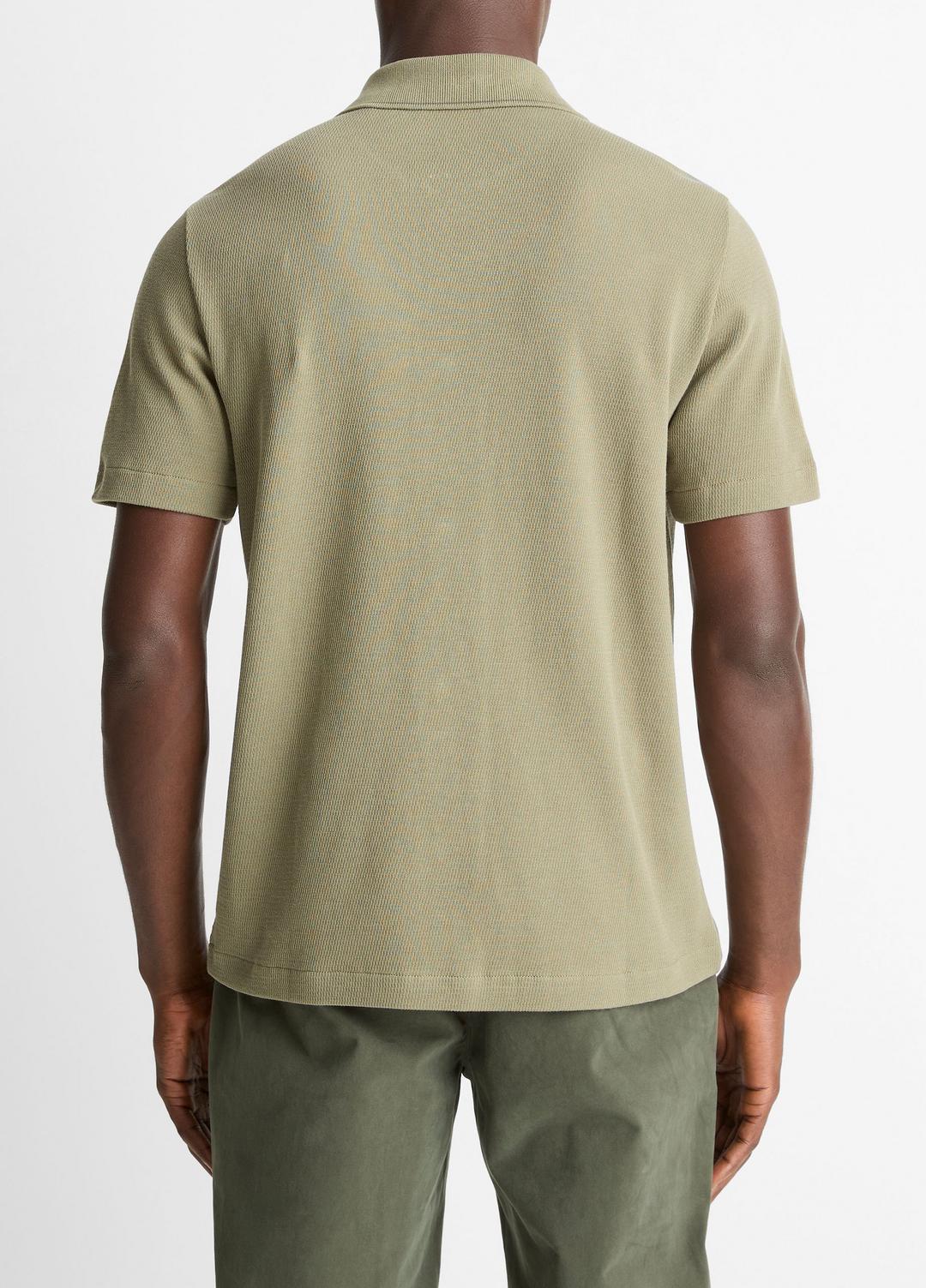 VINCE | Jacquard-Knit Cotton Short-Sleeve Button-Front Shirt in Short Sleeve - SAGE/SYCAMORE