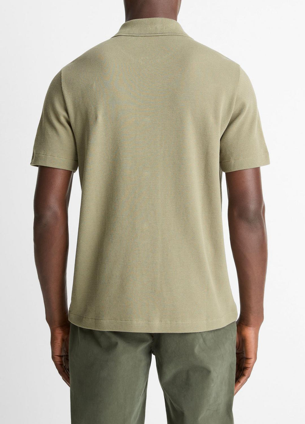 VINCE | Jacquard-Knit Cotton Short-Sleeve Button-Front Shirt in Short Sleeve - SAGE/SYCAMORE
