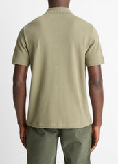 VINCE | Jacquard-Knit Cotton Short-Sleeve Button-Front Shirt in Short Sleeve - SAGE/SYCAMORE