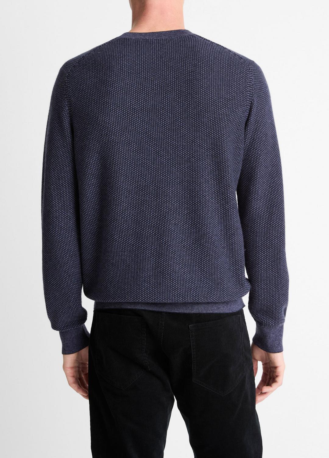 VINCE | Geo-Jacquard Wool-Blend Crew Neck Sweater in Crew Neck - HYACINTH/COASTAL BLUE