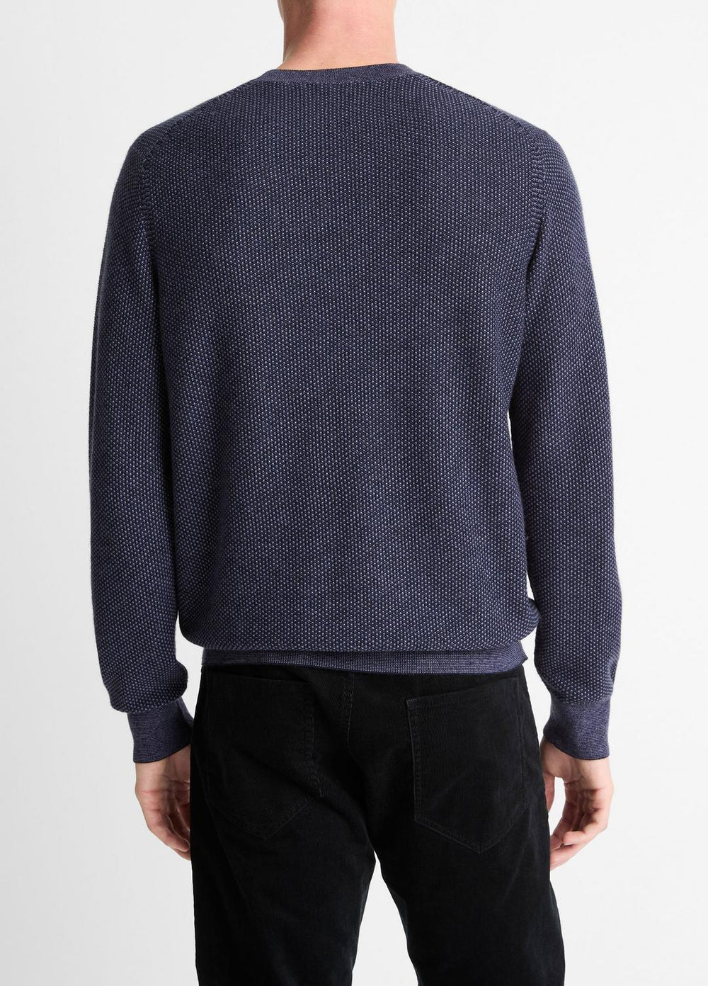 VINCE | Geo-Jacquard Wool-Blend Crew Neck Sweater in Crew Neck - HYACINTH/COASTAL BLUE