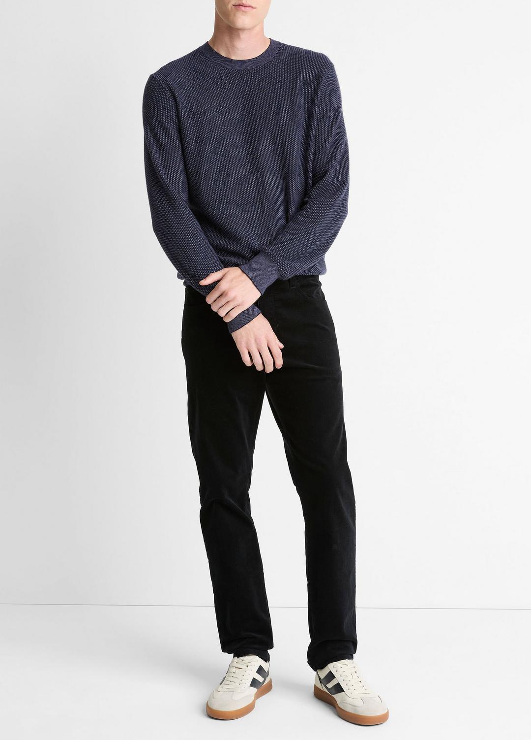 VINCE | Geo-Jacquard Wool-Blend Crew Neck Sweater in Crew Neck - HYACINTH/COASTAL BLUE