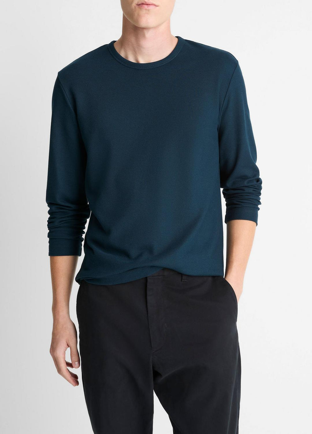 VINCE | Pima Cotton Piqué Long-Sleeve T-Shirt in Long Sleeve - RAPIDS