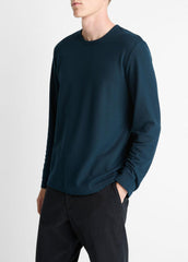 VINCE | Pima Cotton Piqué Long-Sleeve T-Shirt in Long Sleeve - RAPIDS